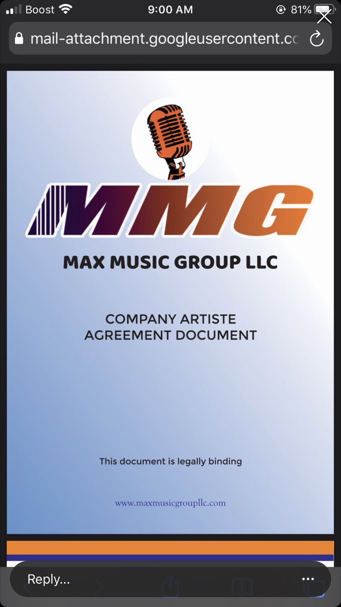 RecordLabelSub1's tweet photo. SCAM: I need every musician on my timeline to share this! If you recieve a email from Max Music Group LLC do not sign the contract included! They are taking musicians information to create business bank accounts for illegal purposes! https://t.co/0PotK03R4l
