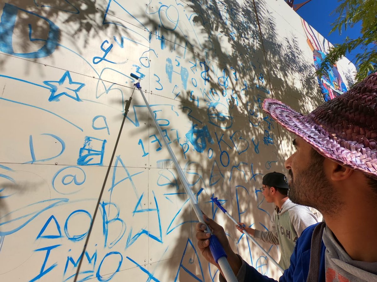 1337FIL's tweet photo. Not every day we sit in front of screens writing code. Sometimes we face walls and we paint them 😅 https://t.co/eN5w7EDtn8