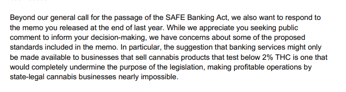 CannabisWire's tweet photo. Today, a group of more than 30 cannabis industry orgs sent a letter to Senate Banking Committee Chair @MikeCrapo, urging his support of the SAFE Banking Act. 

The Act would remove many banking hurdles faced by cannabis business owners.

Read the letter: https://t.co/pDD3sVujOS https://t.co/T6QkXLeKwP