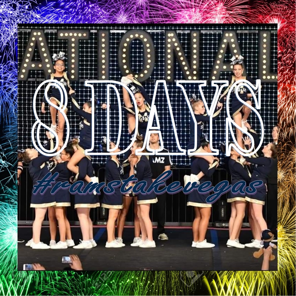 ModestoRams2019's tweet photo. Countdown to Vegas....8!  Junior Varsity is ready to take the stage at @JAMZCheer Nationals!  They are going to have FUN, FUN, FUN and defend their number ONE title! #ramily #ramstakevegas #modrams2019 #oneteamonesound https://t.co/Pu9YdZ02r1