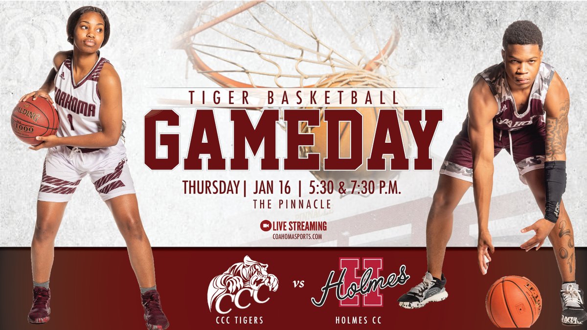 CoahomaCC's tweet photo. CCC Game Day: The Coahoma Tigers anticipate their first home game of 2020 against Holmes. Set for Thursday, January 16, 2020, at the Pinnacle, the game will tip-off at 5:30 p.m. Watch it at https://t.co/qJ7u4FeHsP, or set your radio dial to WCQC 91.3 FM. #CCCHoops #CoahomaStrong https://t.co/xfp1SXBHOt