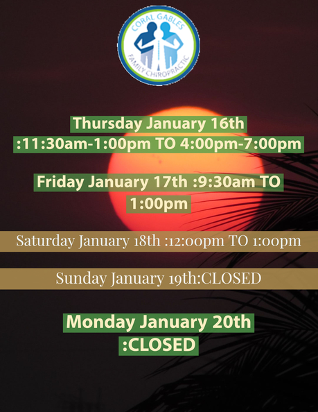 GablesChiro's tweet photo. Our office hours for this weekend will be as follows; Have an awesome day ! 😊
.
-Call us for more info at ☎️: (305)-648-2502.
-Email us at 📩: Insurance.cgfc@gmail.com 
.
.
.
#Chiropractic #healthy #natural #organic #posture #innate #office #hours #life #liked #like https://t.co/Dx9K3oAQpM