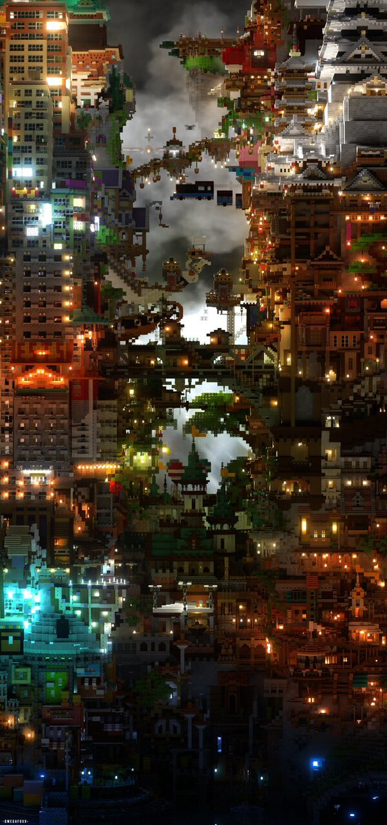 PlanetMinecraft's tweet image. Organized chaos? Actually, it's "Illegal Architecture", or  Ihou Kenchiku (違法建築) in Japanese.

Created by 145 people in a 72 HOUR event hosted by @mc_kenchiku_com.  Most roads are connected, so you can walk and explore the map! #Minecraft

🏯IHOU: bit.ly/2QYVYJZ