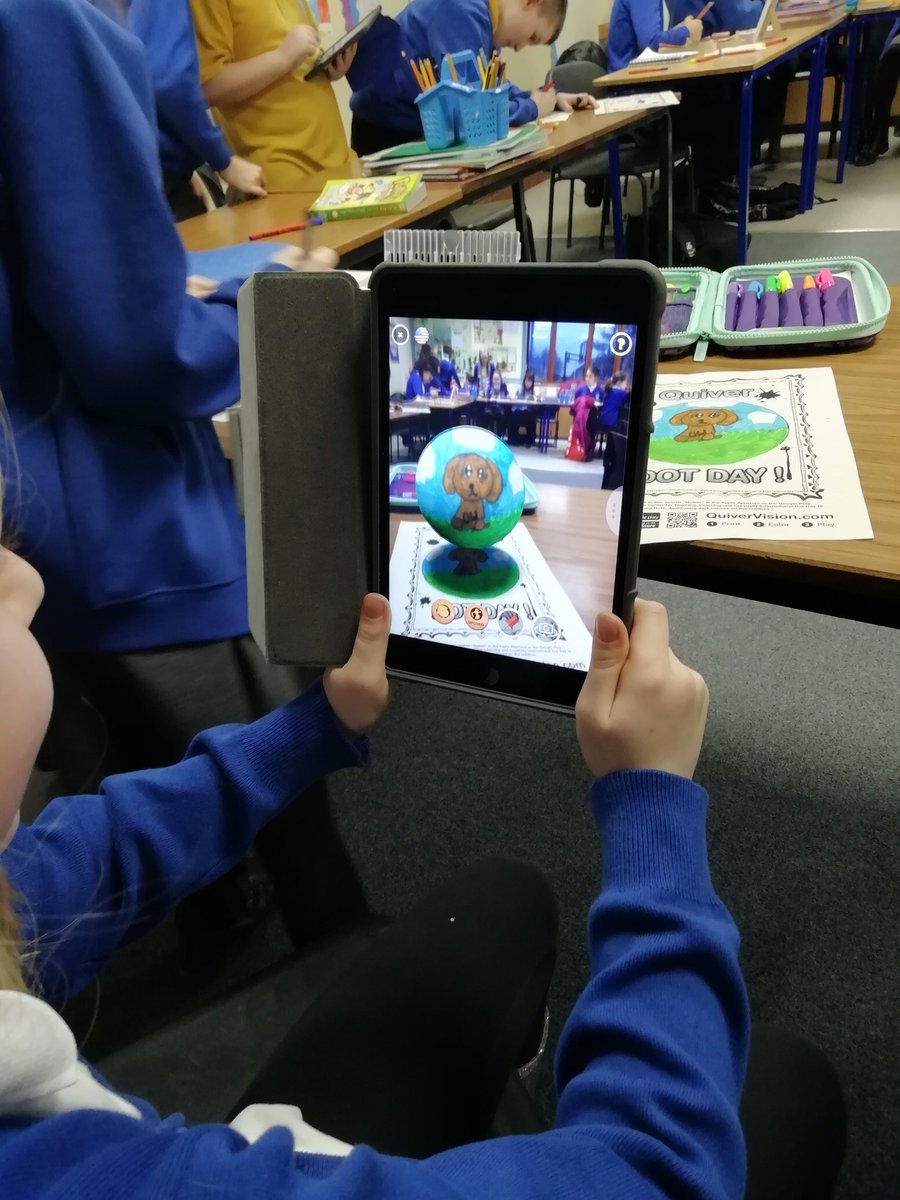 DigiLeadersVPS's tweet photo. Today the digital leaders have been using the @quivervision app. They said that it can help to develop imagination and artistic skills as well as being fun! This app is free to download #VPStech https://t.co/gwpRv1v9cW