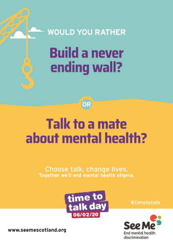 Clydesdalecmht's tweet photo. Starting a conversation about mental health doesn't have to be difficult. #timetotalk @seemescotland https://t.co/ZKvqjBK9Wu