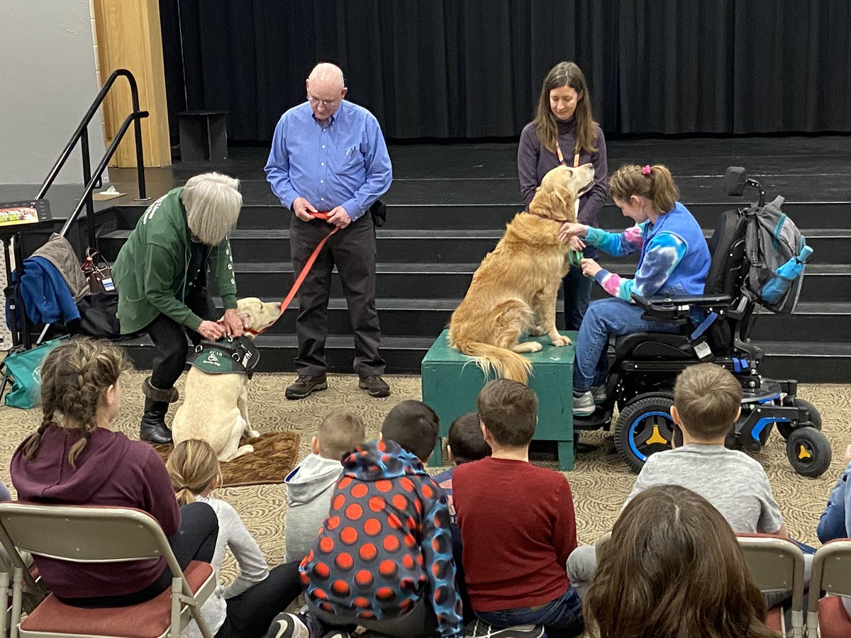 AntoliniES's tweet photo. Our fourth graders were lucky enough to meet Tuna, Emoji, and representatives from @ECADServiceDogs in Winsted to learn about the work of therapy dogs! #newhtfd https://t.co/7Rr7JYowIi