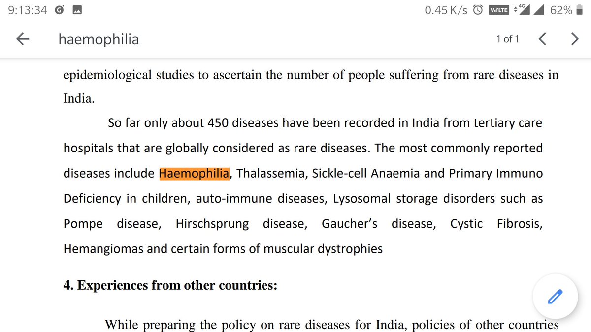 Acc. to policy #haemophilia is a RD. I want ask @MoHFW_INDIA @drharshvardhan through which scheme of GOI. 450+ Crore annually is been spent on the treatment of haemophilia. Why other RD's Is not getting a fair share from that funding?
@LSDSS @sidzkashyap