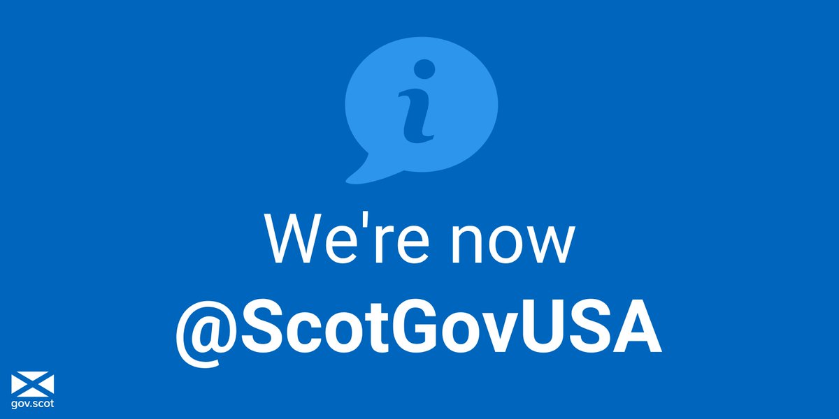 ScotGovUSA's tweet photo. New year, new username! If you're already following us, you don't need to
do anything, just remember to use @ScotGovUSA when you talk to us or tag us in your photos. https://t.co/5Xrpmqbrt7
