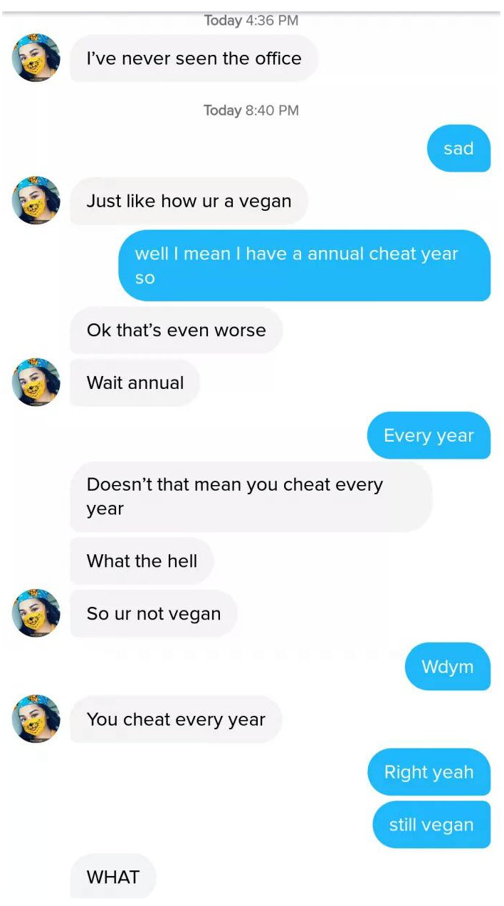 Tinder vegan Bad Vegan