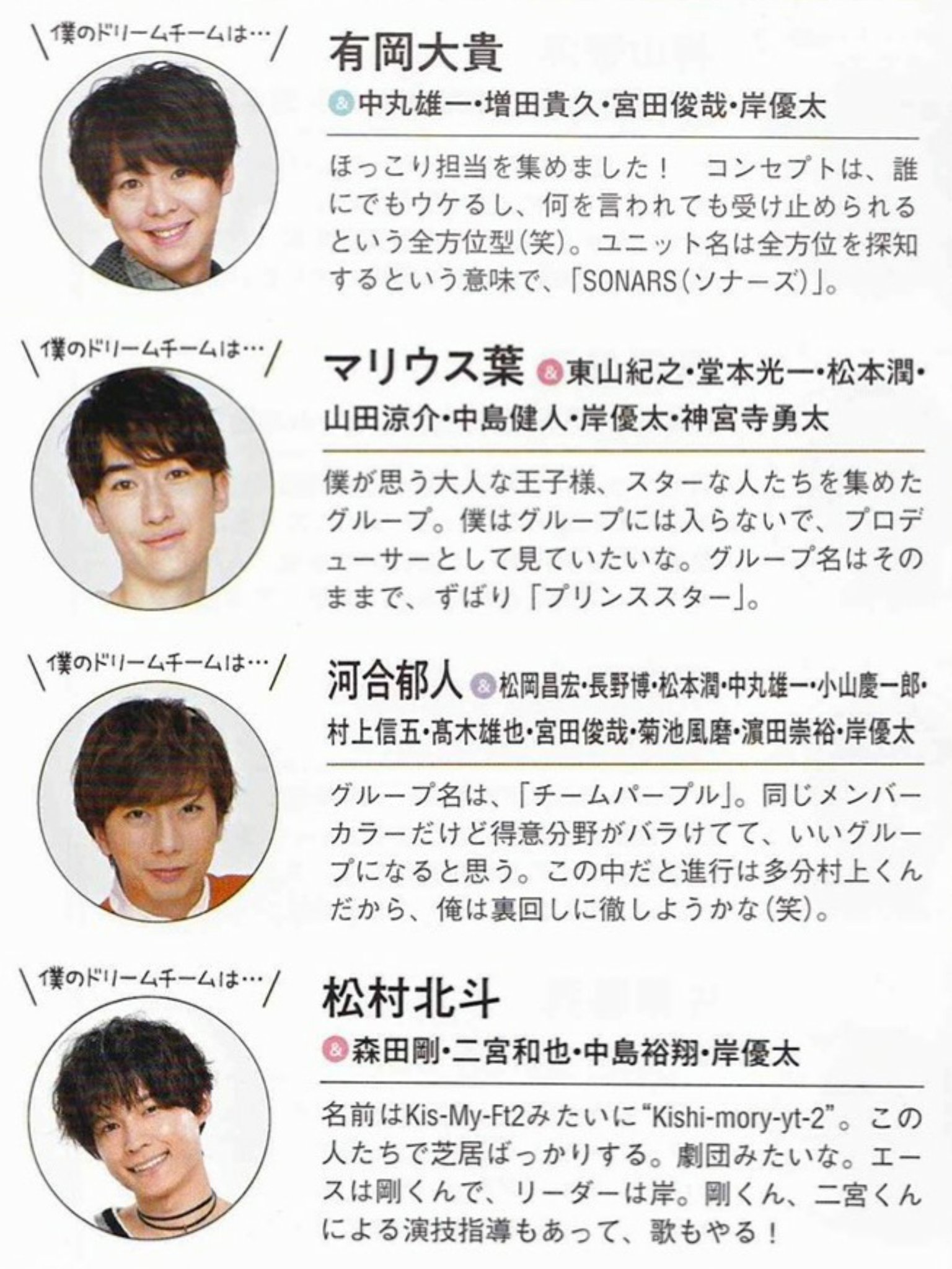 どんちゃん En Twitter テレガイplusの オレのドリームチーム 岸くんを選んでくれた９人とキンプリちゃん ダンス 推し q ほっこり 王子 紫 演技 歌 リーダー という様々な理由で選ばれる岸優太 山田涼介 中島健人に次いでの ３位おめでとう 岸