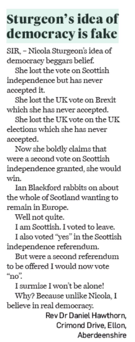 A great letter from a former YES voter who has now seen the light and wants to remain in the UK.

NO #scexit