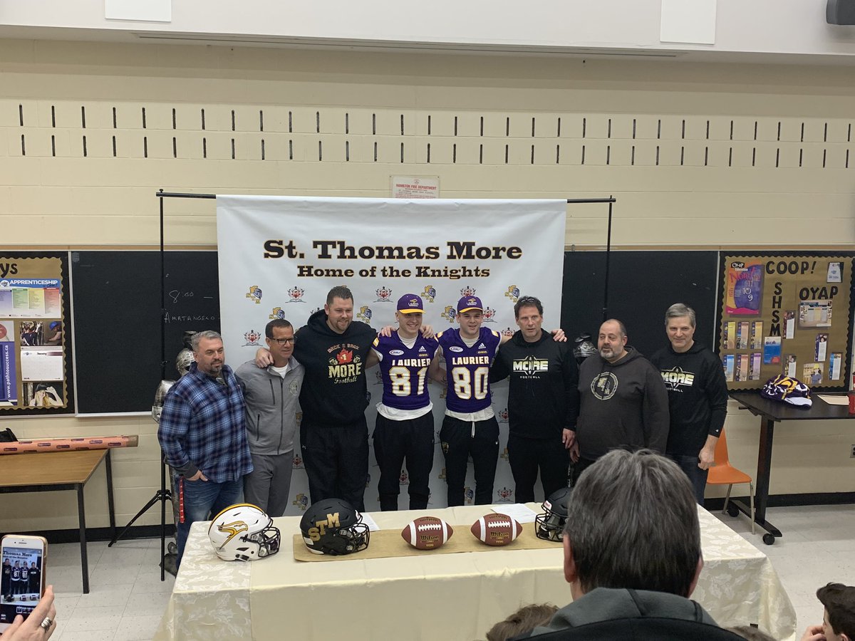 STMpuck's tweet photo. Congrats to our two D-men @ZackBurmaster @ryannewick01 on signing with @LaurierFootball https://t.co/VckSeCG8NW