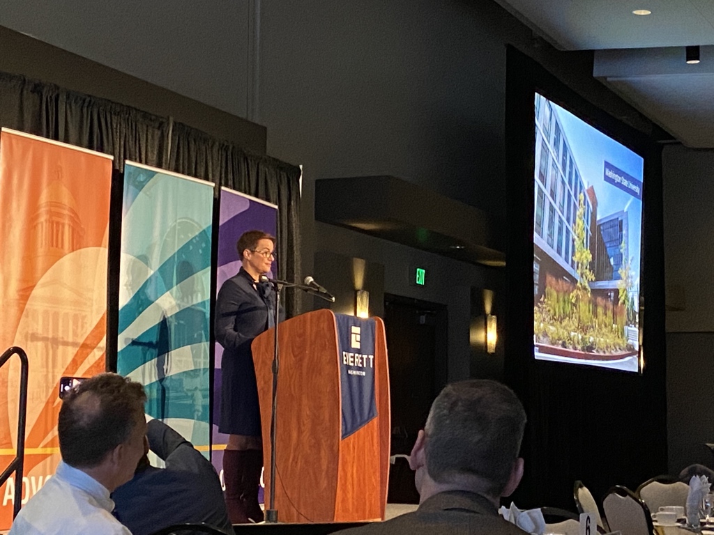 WSUCorpRel's tweet photo. .@MayorCassie touts @WSUEverett and it’s Chancellor Paul Pitre as a key partner in @EverettCity’s success now and in the future. #StateofEverett https://t.co/JXxZ0JFTdG