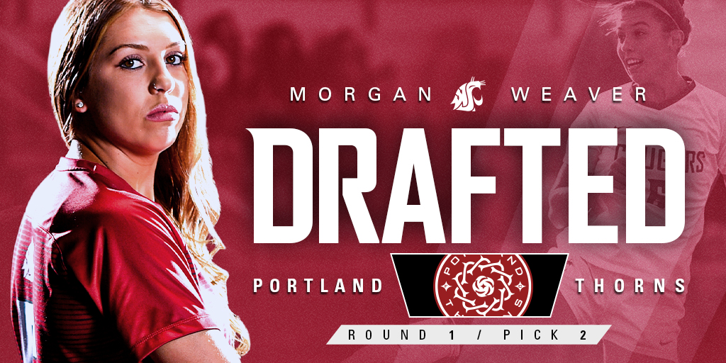WSUCougarSoccer's tweet photo. And with the 2nd pick in the 2020 #NWSLDraft, the @ThornsFC select @morgan_weaver8!!!!

The NWSL doesn't know what's about to hit them. Congrats Mo on becoming the second Coug ever drafted in the NWSL.

#GoCougs | #CougsVsEverybody https://t.co/zS8gyGMMVY