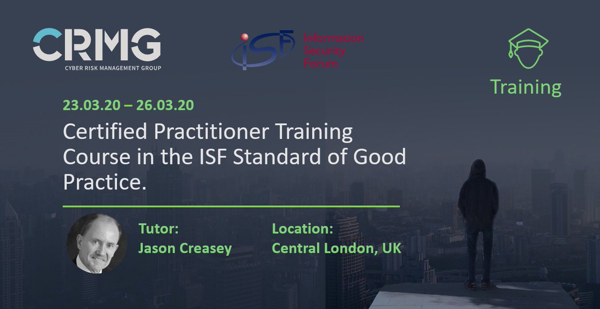 securityforum's tweet photo. Maximise your ISF Membership by attending the upcoming Certified Practitioner in the Standard of Good Practice. Developed and run by our consulting partner @ConsultingCrmg
Find out more here: https://t.co/o2yLTl3Kda
#SoGPCP https://t.co/M9q8A8oCSV