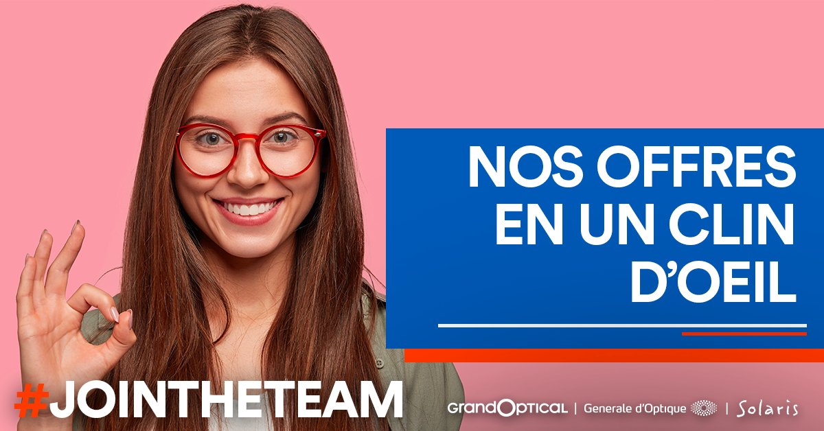 GrandVisionFr's tweet photo. Et si vous tentiez l'aventure GrandVision France ?
Nous recrutons toute l'année de nouveaux profils !
Trouvez l'offre #GénéraledOptique, #GrandOptical ou #Solaris, qui est faite pour vous 👉 https://t.co/hrTRq1dmnR
#Fiersdetreopticiens #Recrutement https://t.co/dU2HxsC7Fn