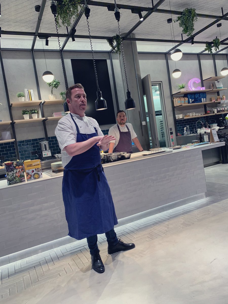 Caterertweets's tweet photo. Interesting plant-based dishes being created @BaxterStorey #WellnessLab session. Andy Aston (@arareborn) & Raffael heading up a demo to a big group of BaxterStorey chefs and managers. https://t.co/mfEw01VCHu