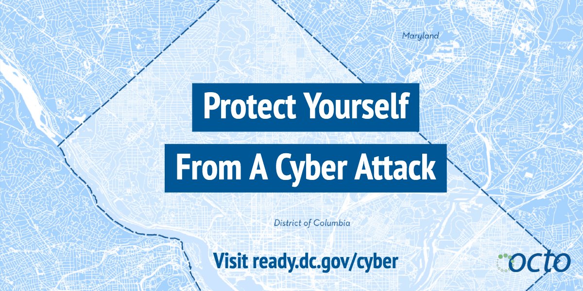 OCTODC's tweet photo. While no specific threat, we urge staff and residents to be hyper-vigilant when online. More than 27,000 employees completed cyber training. 🔎Be aware and be prepared #DC with tools and tips from https://t.co/XqJYocMs30 ↩️ https://t.co/jLo29oeGIC