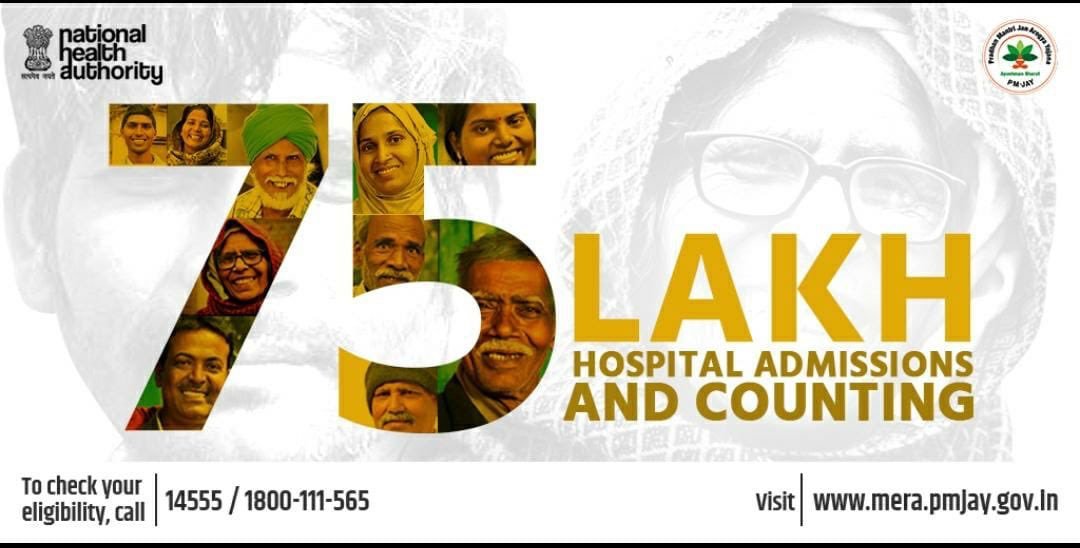 Varun_Jhaveri's tweet photo. 75 LAKH+ FREE TREATMENTS given in Ayushman Bharat PM-JAY in less than16 months. Imagine the plight of those poor families without this cover - selling land, taking debt, not taking treatment &amp; finally giving up. Ayushman Bharat is already changing the way India lives! https://t.co/1OkLW48rbq