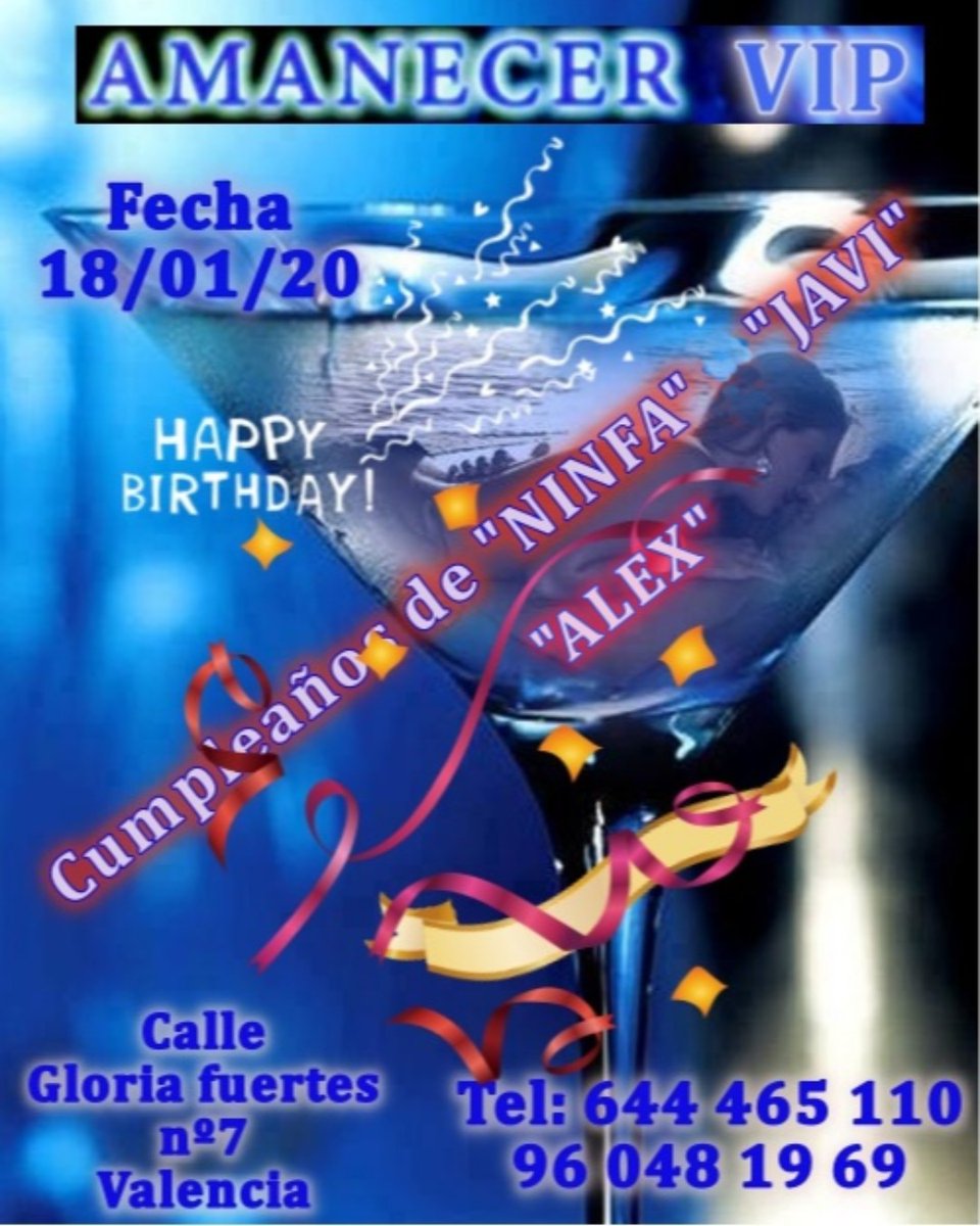 gentelibre_sw's tweet photo. Cumpleaños de Javi
en AMANECER PAREJAS VIP
Sábado 18 de enero, a partir de las 23:00h.
Más info en: https://t.co/rMQQPCwriA
#SwingersValencia #parejasliberales #AmanecerParejasVIP #PubSwingerValencia #ClubLiberal #Valencia #FiestaSwingers #GenteLibreSW https://t.co/Cs15a5RXjZ