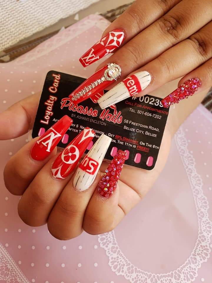 Louis Vuitton Nails  Red Acrylic Nails 