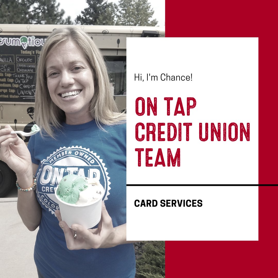 OnTapCU's tweet photo. Meet Chance. She is on our Card Services Team. She ensures your cards are protected and are ready for whatever your next adventure may be! #peoplehelpingpeople #ontapcu #meettheteam https://t.co/gHjGd1gTvO