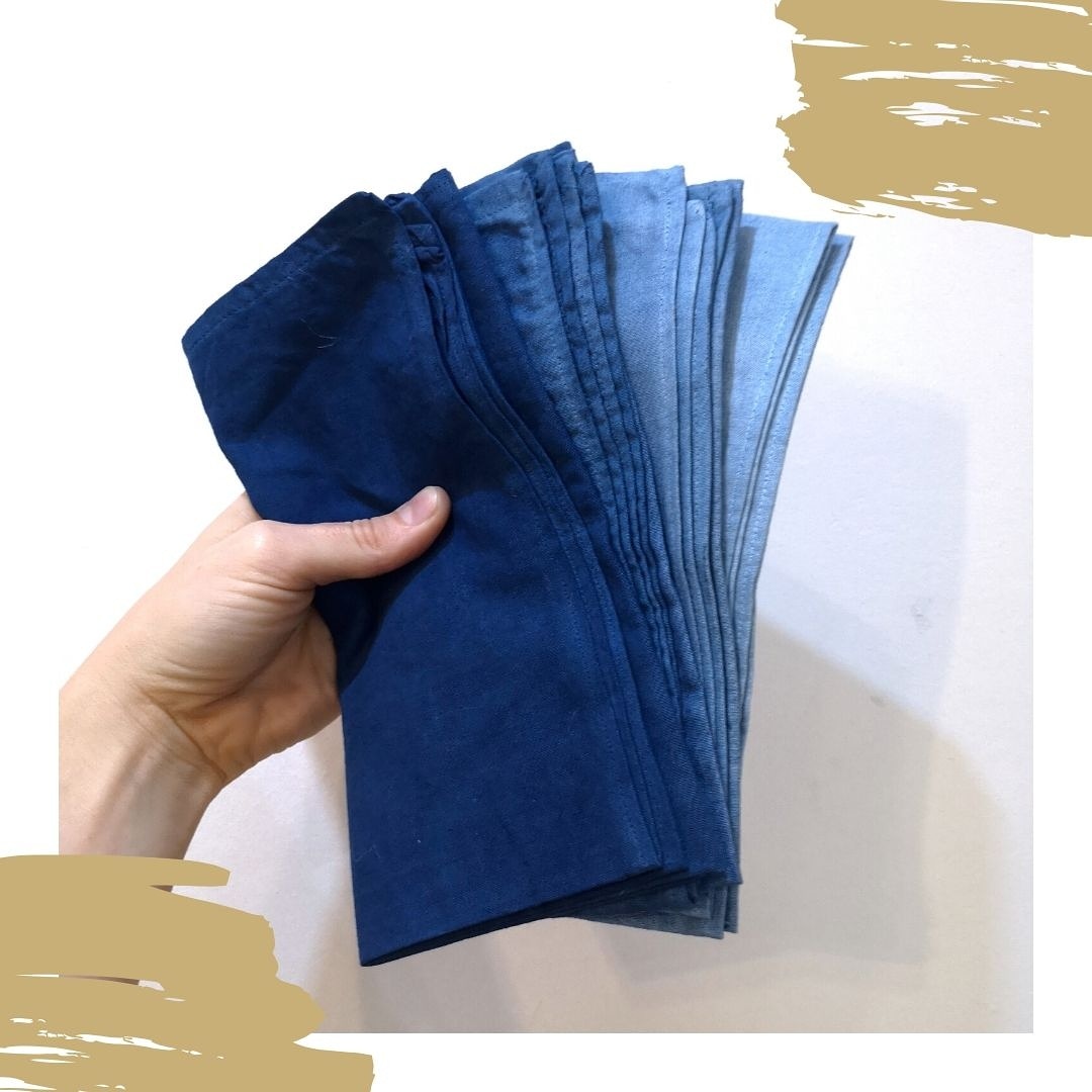Hello, ombre! On our indigo dyeing workshop on Saturday 26th, our expert teacher Ghazal will walk you through every stage of the indigo dyeing process, so you can make your own set of four table napkins. So, would you ombre your own set? jutashoes.com/store/p259/Nat…