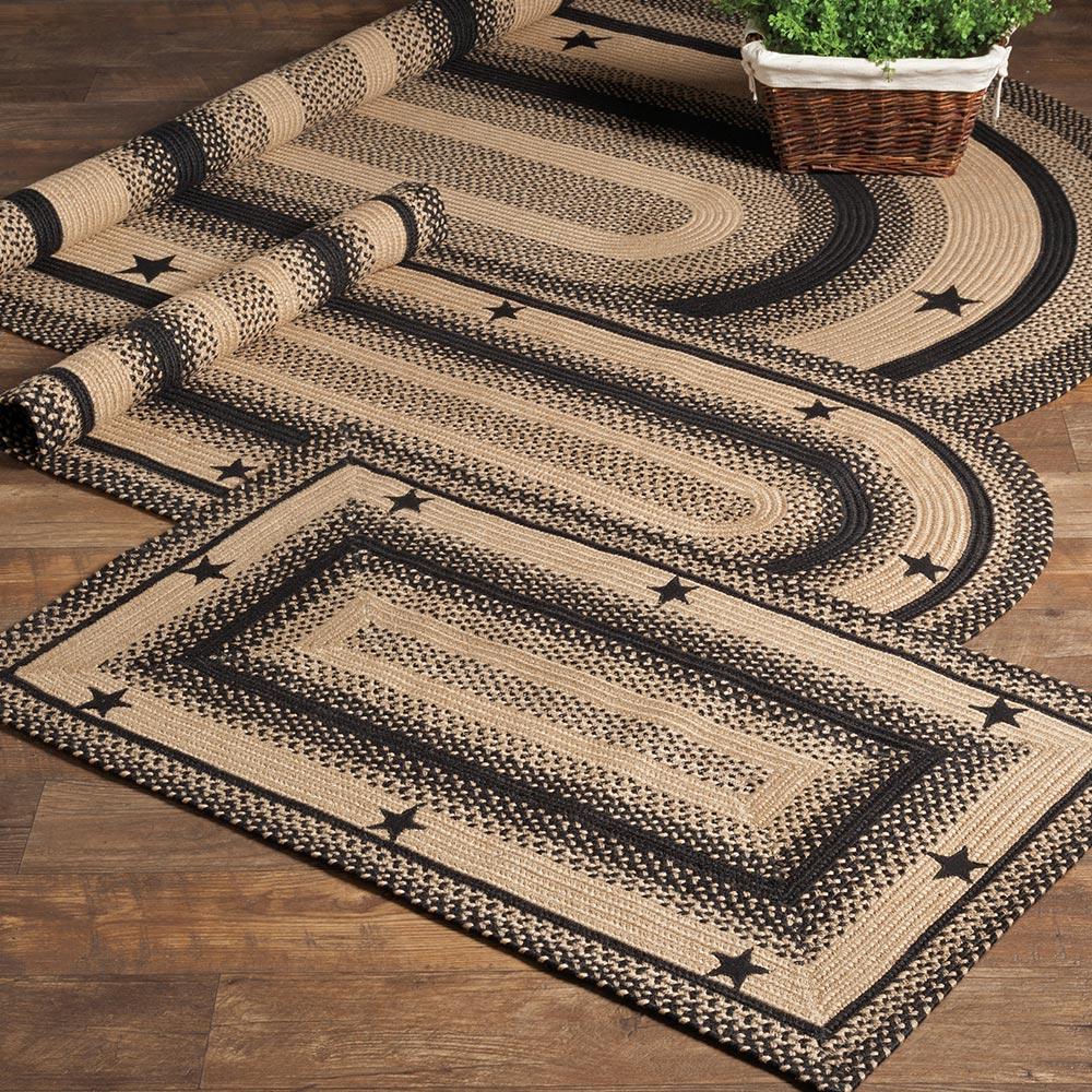 Primitive_Decor's tweet photo. Everybody's FAVORITE black and tan star jute braided rugs. From 20x30" all the way up to a stunning 8x10' area rug. In stock and shipping now. #countryrugs #primitivehomedecor #braidedrugs https://t.co/pnLmpvLu3R