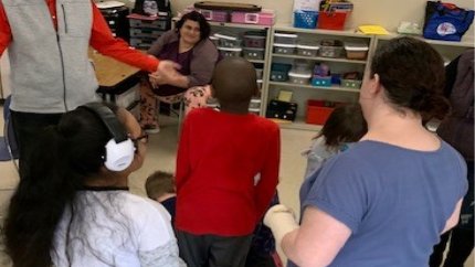 rgwiz09's tweet photo. Students in Caela Whetsell's Oak Tree class act out a scene from "The Mitten" by Jan Brett for Library class. @BTCareerTechED  @BTBOCES https://t.co/J6n9PbA4Um