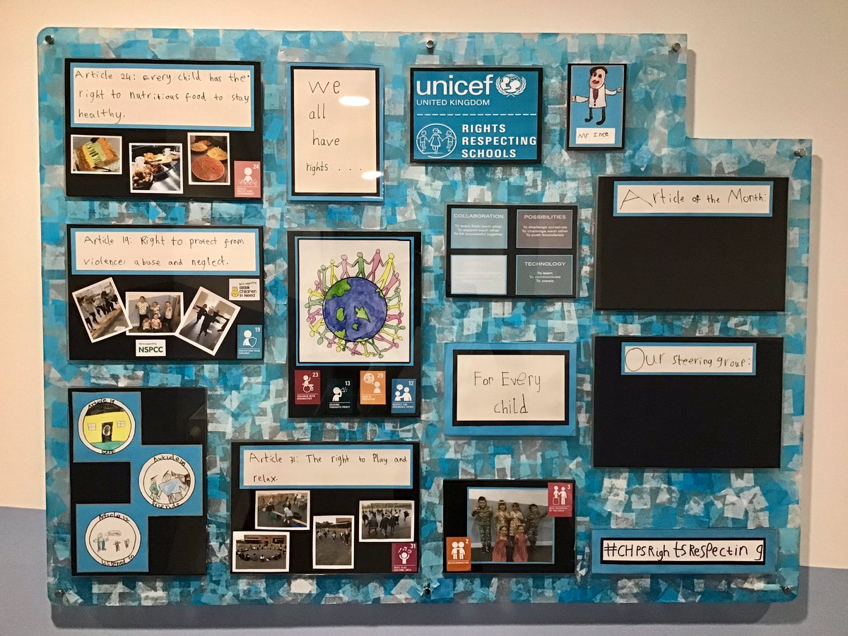 CheadleHulmePri's tweet photo. Our Rights Respecting board! We will soon be developing our own steering group, consisting of children from across the school. Keep your eye out for the Article of the Month! #CHPSRightsRespecting @UNICEFEducation https://t.co/HCLKQ5wHk4