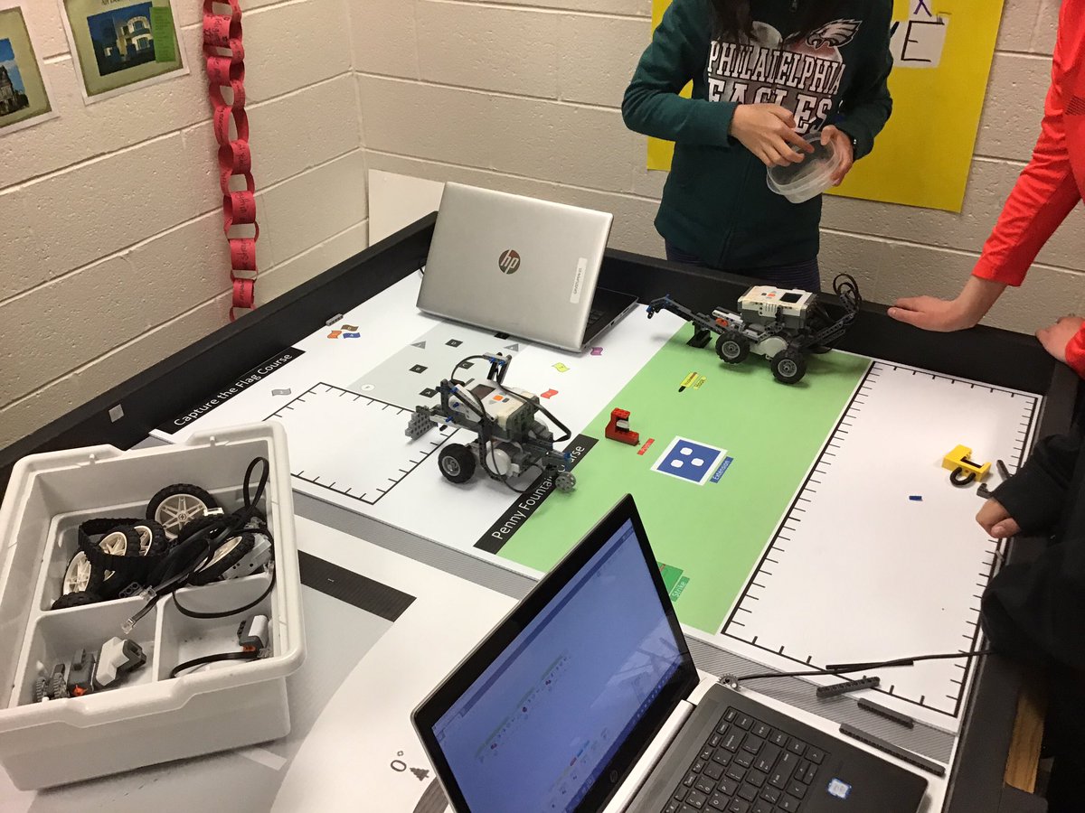 Our sixth grade robotics team hard at work! Today’s challenge: create attachments that can be use to push, pull, or hook lego elements.