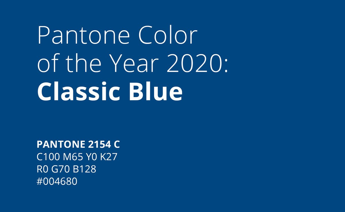 Pantone Color of the Year 2020 is Classic Blue graphicdesignforum.com/t/pantone-colo… #pantone2020