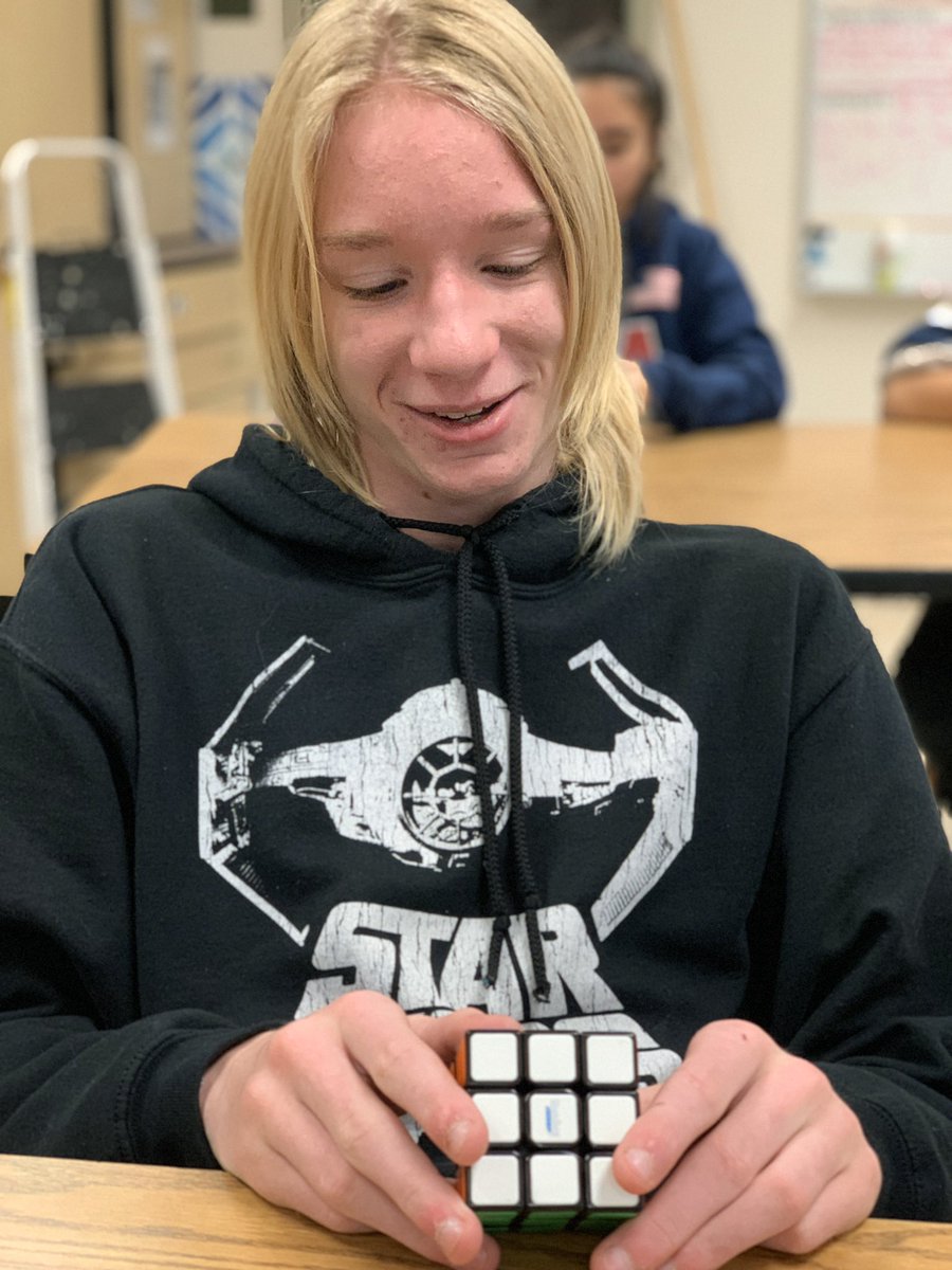 apositiveproton's tweet photo. Three more @YouCanDoRubiks victories in #STEM this morning! After all of the frustrations, the feeling of success was pretty sweet! Remember people, never, ever, ever give up! #anythingispossible #extraordinary #perseverance #youcansolvethecube #cubelife @DVUSD @SVViperPride https://t.co/j70Nv4Ht4f