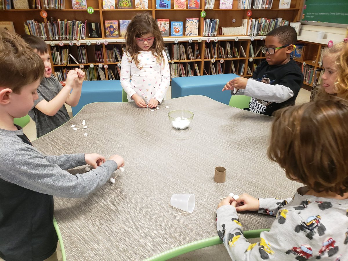 SOESlibrarylady's tweet photo. In today's #SOESmakerThursday, we are making a home for the #AbominableSnowMonster from toothpicks, baby marshmallows and #creativity. #makerspace #bcpslms @SevenOaksOwls @FortkampBre https://t.co/ndDjKwKlr2