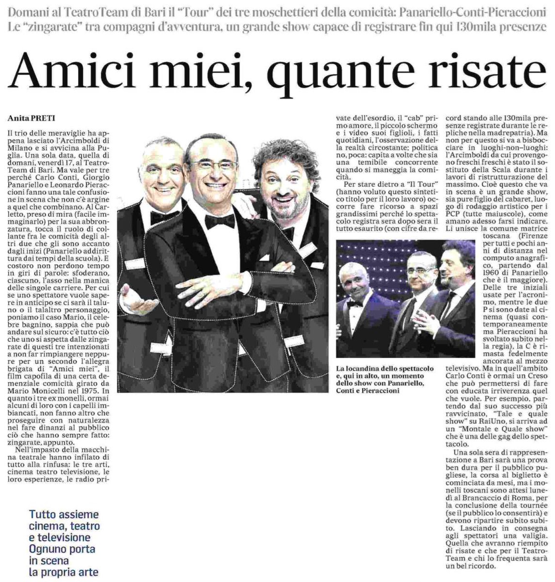 DanieleMignardi's tweet image. 💨💨 il trio delle meraviglie in direzione #Puglia!
⇛⇛⇛ "Il Tour" di #PanarielloContiPieraccioni domani al #TeatroTeam di #Bari 😀

@fepgrouplive @GioPanariello @CarContiRai @leonardopieracc