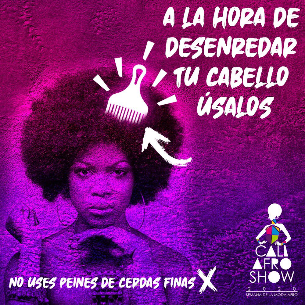 CaliAfroshow's tweet photo. #Tips @caliafroshow ✨/De esta manera evitarás partir las delicadas hebras de tu cabello y le darás mucho amor. #SemanadelaModaAfro #Afropolitan #CaliAfroshow @jamesbiuzav @anecaf_corporacion #belleza https://t.co/e0PYGLLFgY