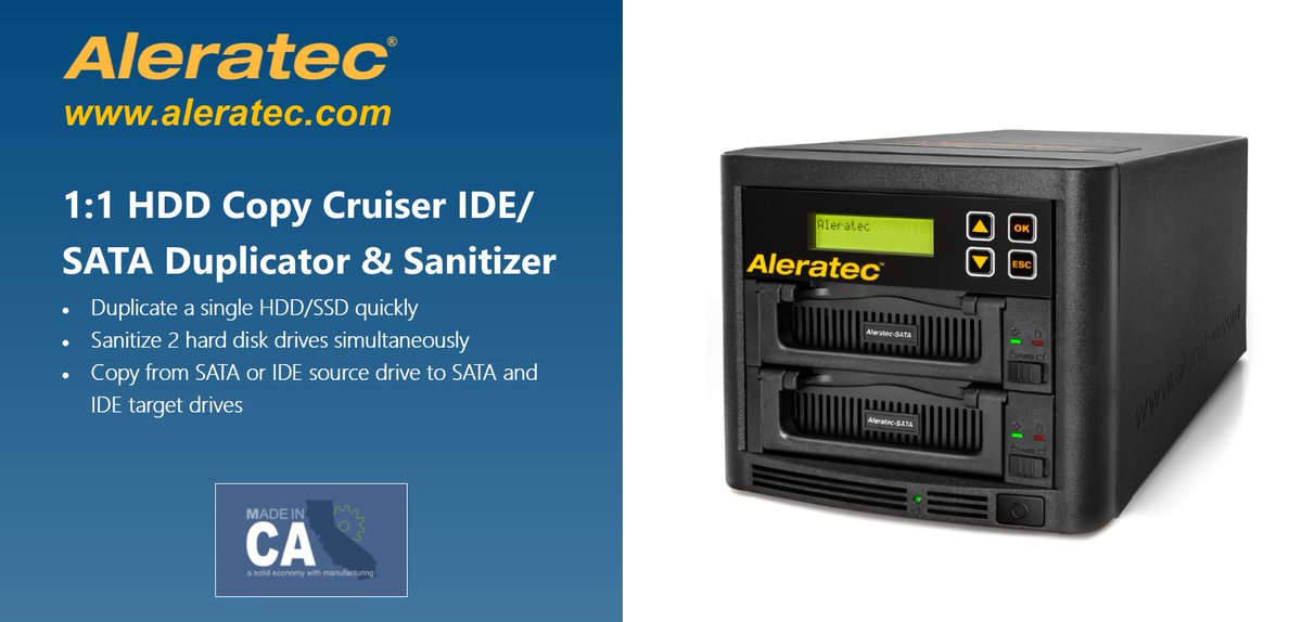 Proud to be part of <a href="/CMTCSolutions/">CMTC</a>’s #MadeInCA program, contributing to California’s economic growth with products like our Aleratec 1:1 HDD Copy Cruiser. #MadeInCAProud

See how it expands productivity: aleratec.com/1-1-hdd-copy-c…