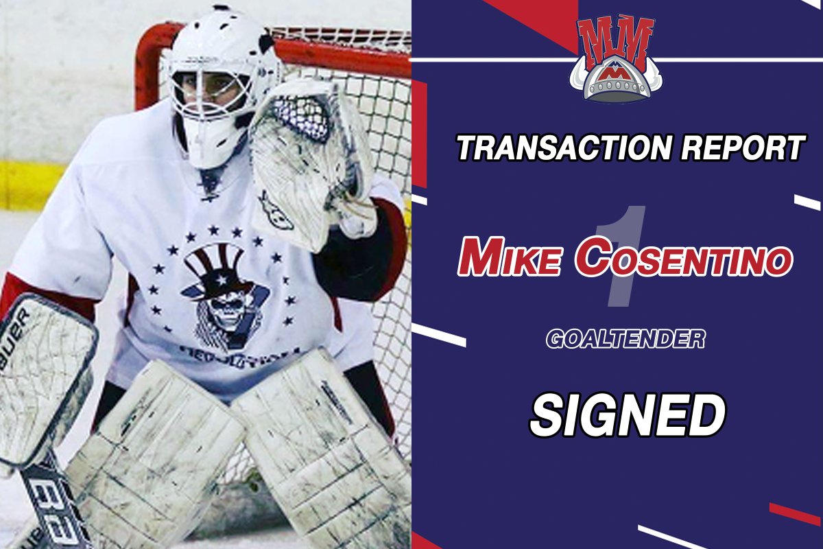 MaconMayhem's tweet photo. TRANSACTION REPORT: The #Mayhem have signed former Neumann University goaltender Michael Cosentino to a contract. https://t.co/vtQH1kOxt7