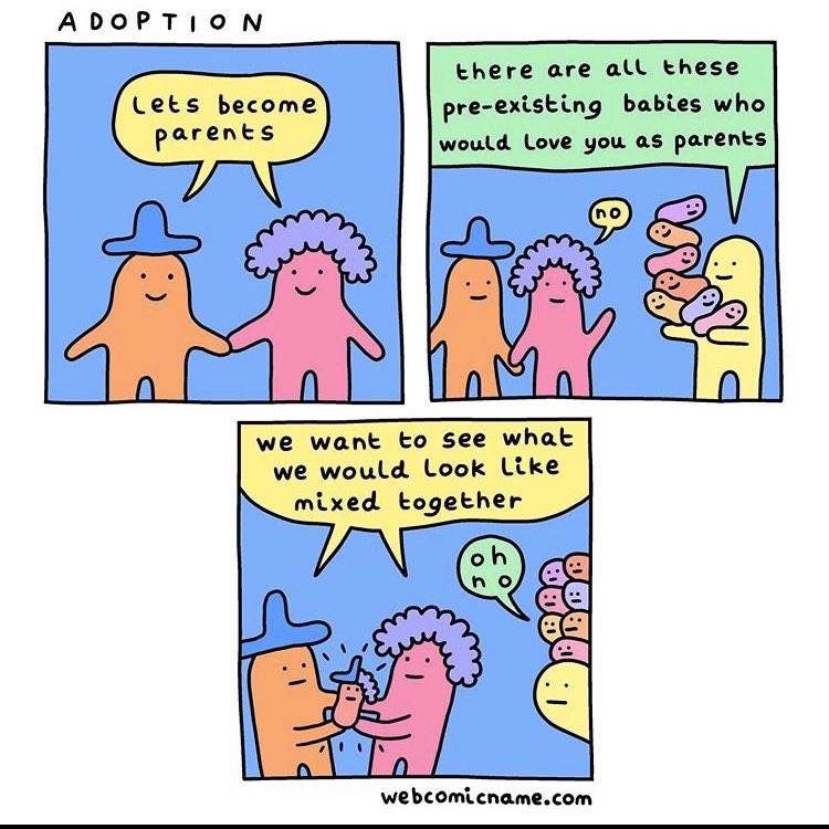 asiegersmusic's tweet photo. This comic from @dorrismccomics really resonated with me. I personally do not understand the drive to procreate and think fostering or adopting is a much better use for a person’s maternal or paternal instincts! https://t.co/qa50eyr583