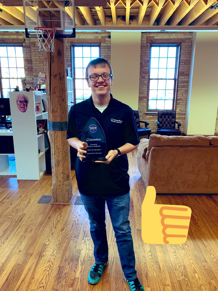 Congrats to Keegan Morgan, our 2019 B.O.B. Award recipient! The “Best of the Best” is awarded annually to the coworker who best represents ScholarBuys core values. Thank you for always being up for a new challenge! We appreciate all your hard work! #employeeoftheyear