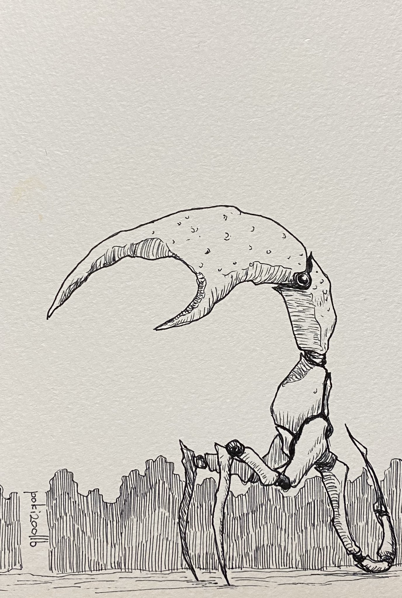 ぽき Poki 開いた口が塞がらないように見えてしまう方 ボールペン カニのハサミでもありません イラスト アナログ イラスト スケッチ 創作 アナログ絵 ペン画 Illustration Drawing Sketch Art Artwork Scifi Scifiart Fantasy