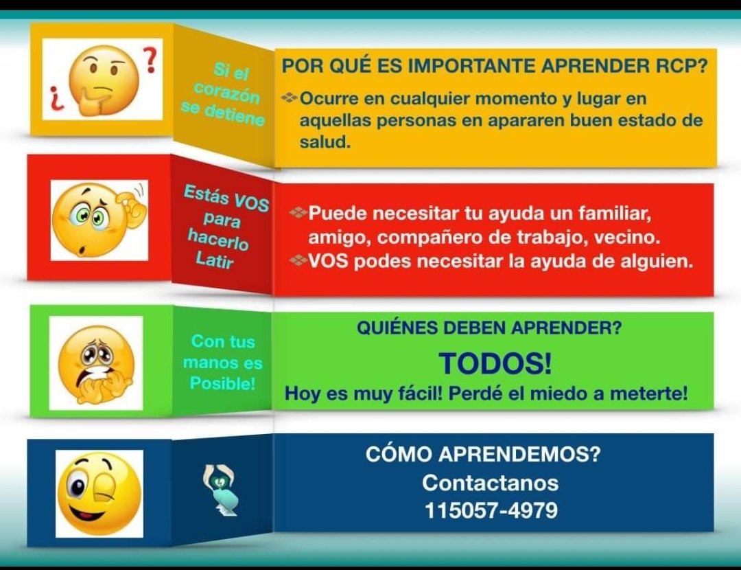 Volveralatir's tweet photo. ❣️Ya sabes hacer #RCP? Reserva tu fecha. Podemos ir a capacitarte! Contacto: 115057-4979💞#cursos #capacitaciones #DEA #muertesúbita #primerossocorros https://t.co/zDFxc43GIC