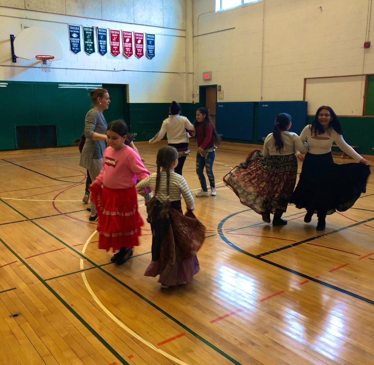 sofieifant's tweet photo. @TDSB_Grenoble students dance practice at Lunch. #romanidance Thank you to our amazing parent volunteer Vlasta! #traditionalromanidancing #danceclub #newcomerservices @Mr__Kobus @mikkihymus @welcome_tdsb @CitImmCanada @TDSB_Music https://t.co/flc0wNuOXt