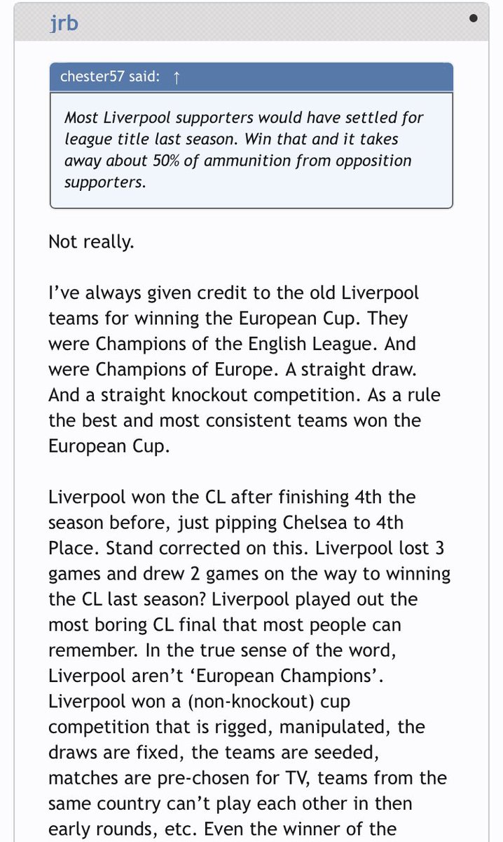 classicbluemoon's tweet image. “In the true sense of the word, Liverpool aren’t European champions”
Interesting. But, in a much truer sense, they are.
#ChampionsLeague #lfc #mcfc #jrbagain