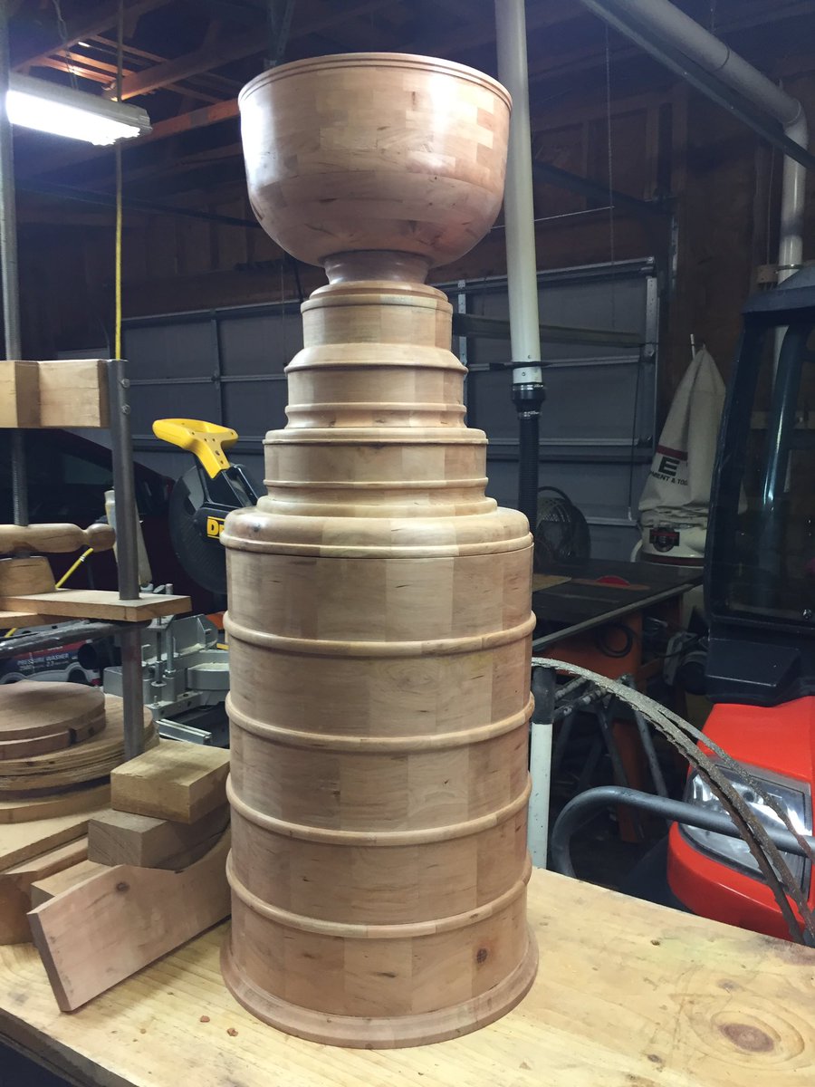 TimPerr58896046's tweet photo. This is my Father in Law, Sam. He made this Stanley Cup for me for my birthday out of wood from a downed cherry tree. The man has skills. Looks even more impressive in person! Thx Sam! @StLouisBlues @stlcuptracker @KSHEGUY @lernvsradio @101espn @NHL @_carltheintern @Patrico1057 https://t.co/t9CSOWXy7J
