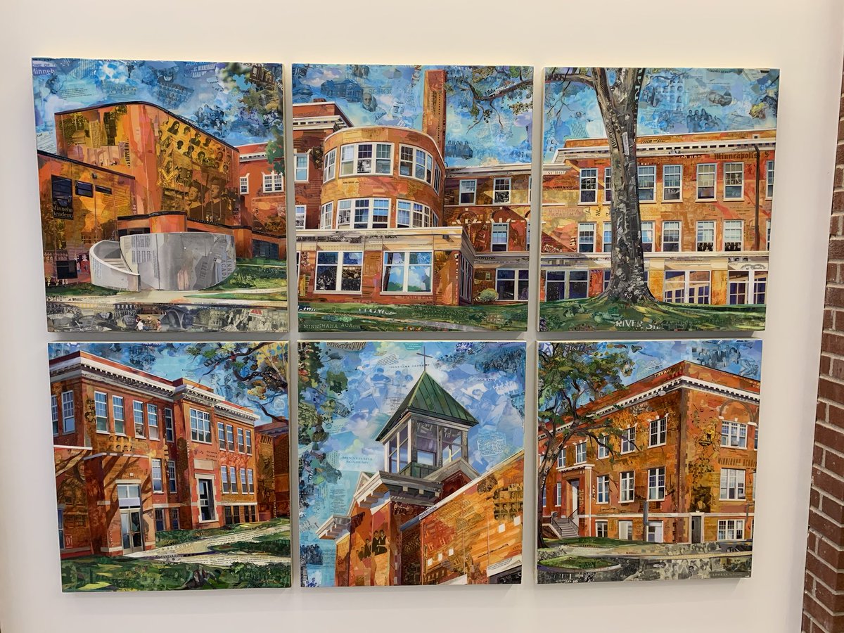 JasonWenschlag's tweet photo. This is a wonderful collage from our art teacher of the original buildings destroyed in 2017.  Zoom in and see artifacts from our school’s history!  It hangs proudly in our school today. #beautifulwork https://t.co/ZhEUWjttHF