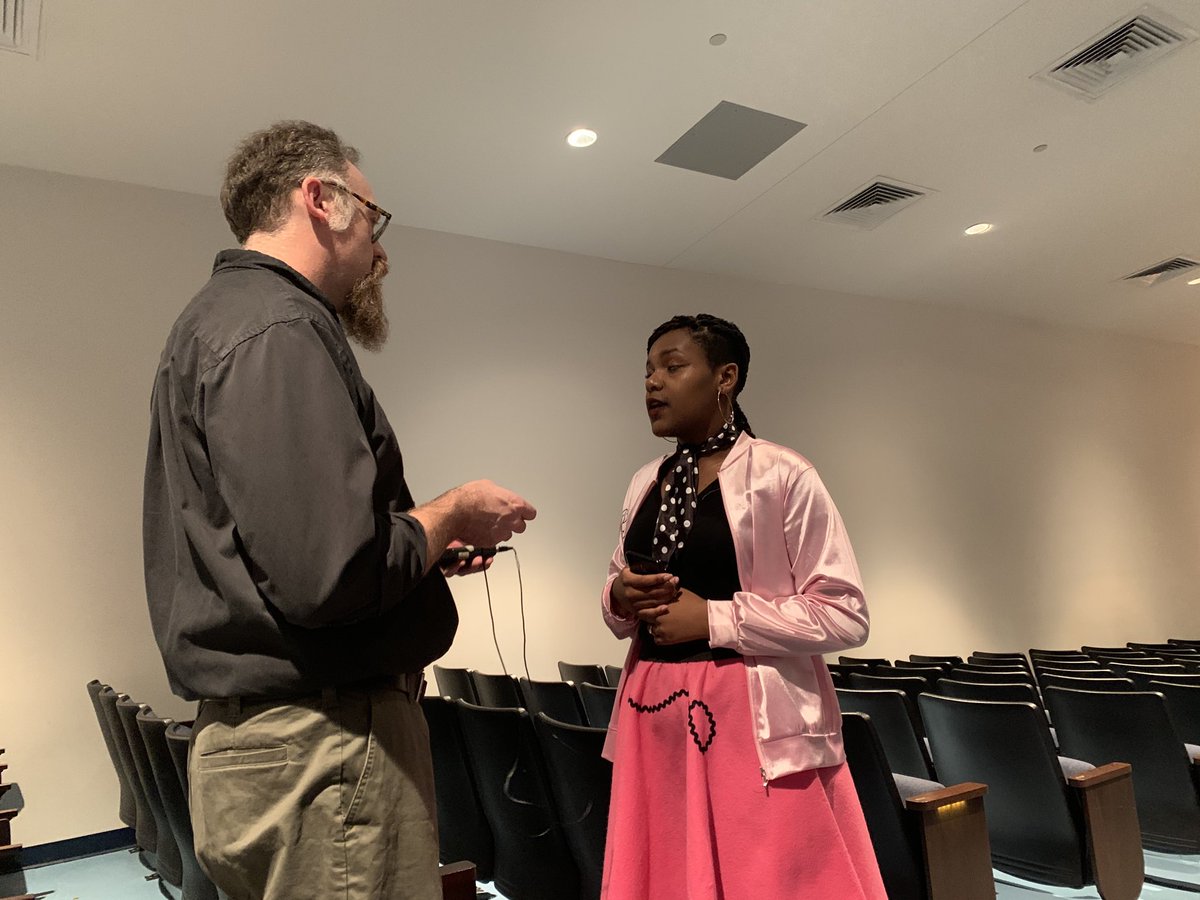 TJMillsWCPS's tweet photo. Getting the mics on and getting ready for the PHS Children’s Theater! #GoGreaseLightning ⁦@WorcesterSystem⁩ ⁦@msdefinearts⁩ https://t.co/mk9cbiIMr1