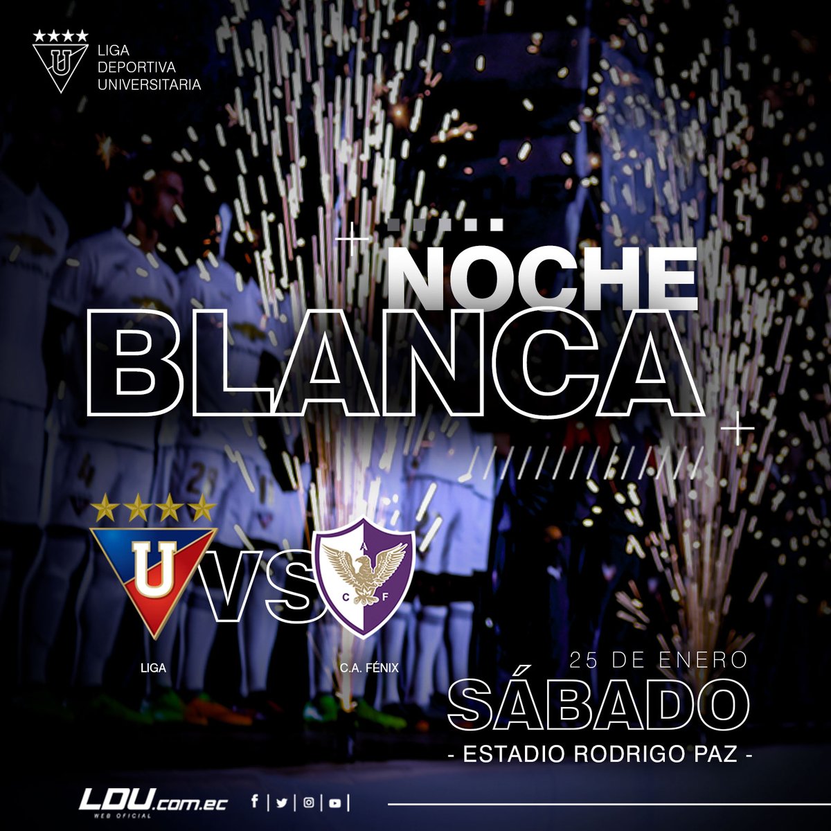 LDU_Oficial's tweet photo. ¡Falta poco para la mejor noche de enero! El día que toda la hinchada alba espera. ¡Este sábado 25 se viene la #NocheBlanca2020! https://t.co/2GJ8blfKcF
