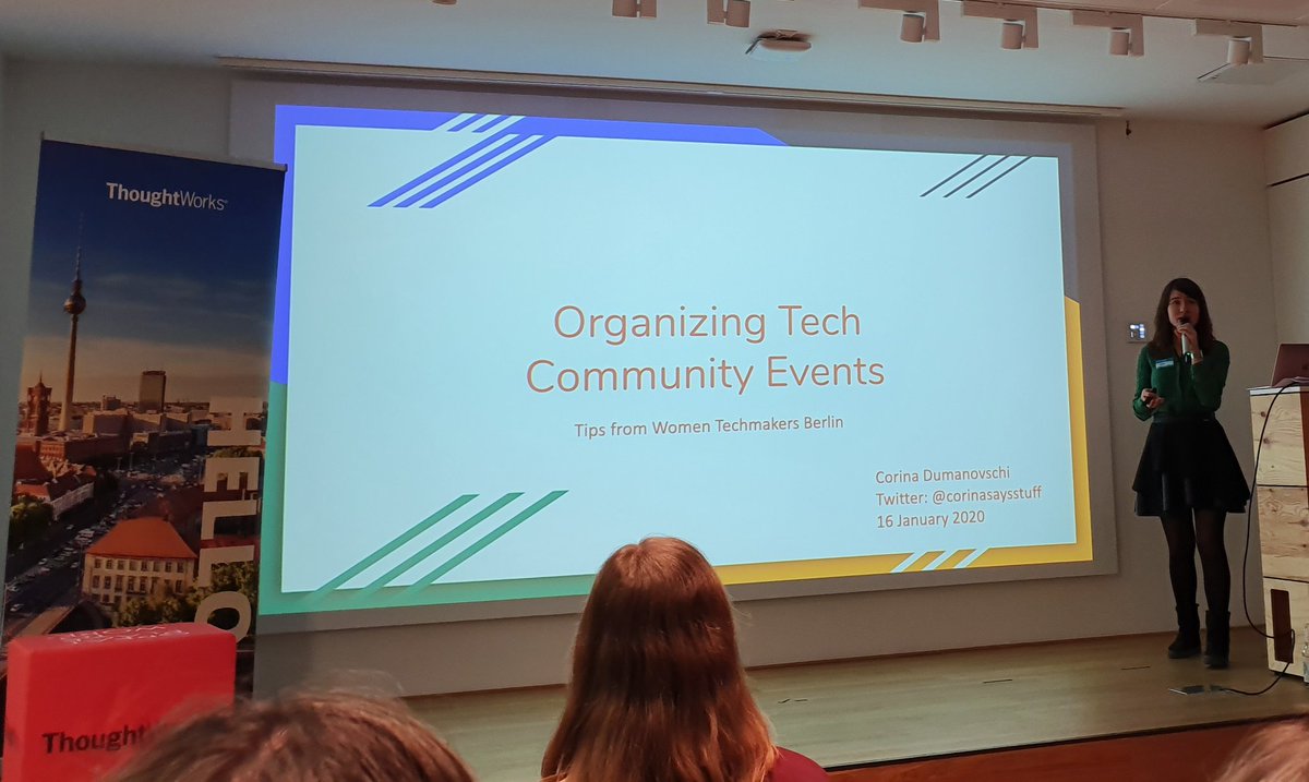 DajanaGuenther's tweet photo. Tonight @nattrifork and I network with and learn from other tech meetup organisers to make @GOTOber better.

Starting with a talk by @corinasaysstuff from @wtm_berlin https://t.co/O921G7JM4W