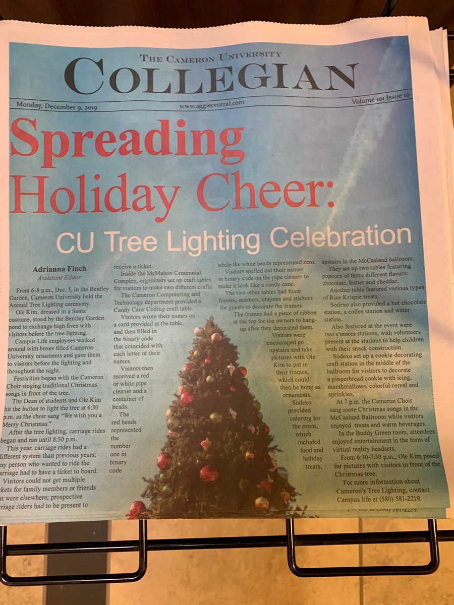 AggieCentral's tweet photo. Welcome back to another semester Aggies! A new semester means that the journalism department is back in action. Follow AggieCentral to stay updated on the latest works from the Collegian, Film Geek, Tea Time with Stephanie, Game Time, and CUTV news. Have a great semester! https://t.co/XyjgKDenoJ